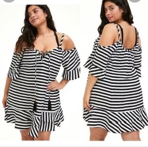 NWT Torrid 0 Large Swim Suit Cover Up Striped Beach Dress